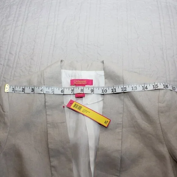 Catherine Malandrino Women's Open Front Shawl Collar Linen Blazer Size 8 NWT - Picture 7 of 9